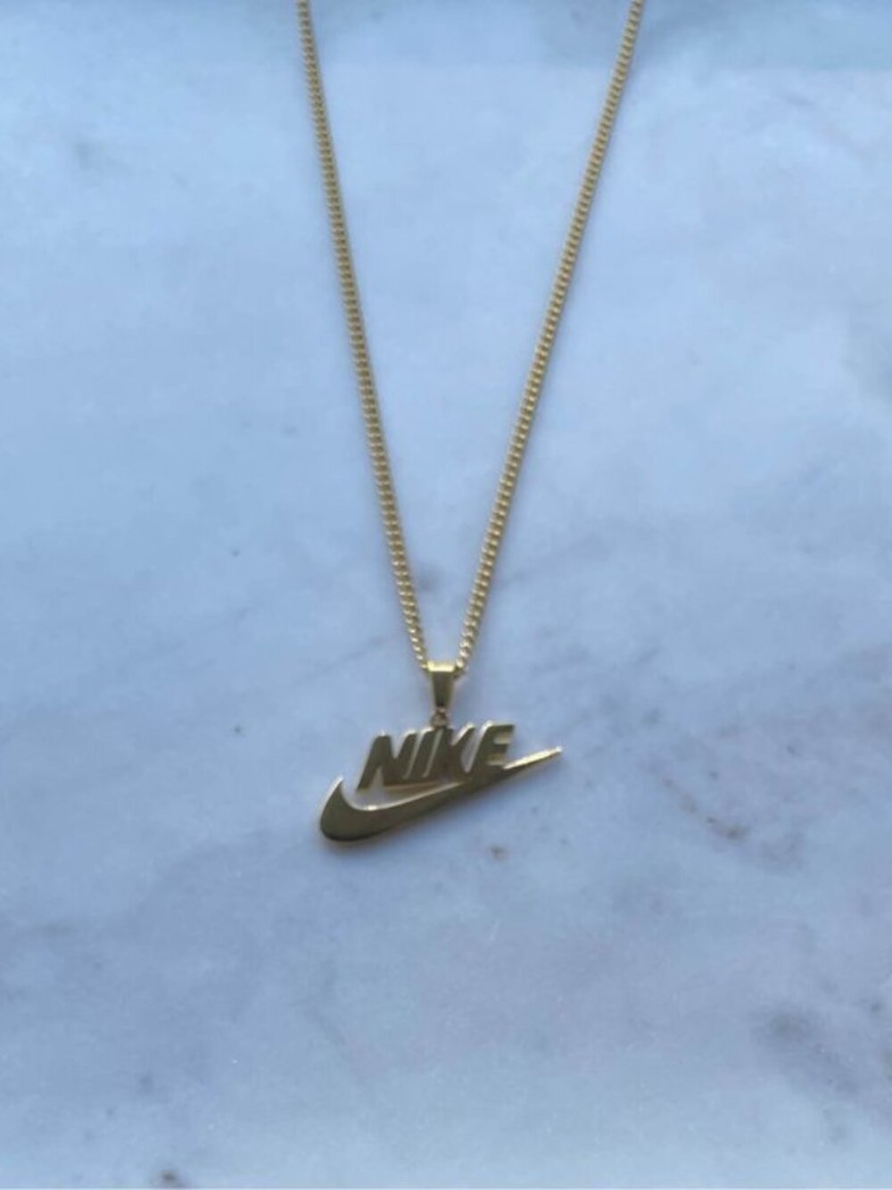 Gold Plated Nike Necklace - Thin Chain - 20"